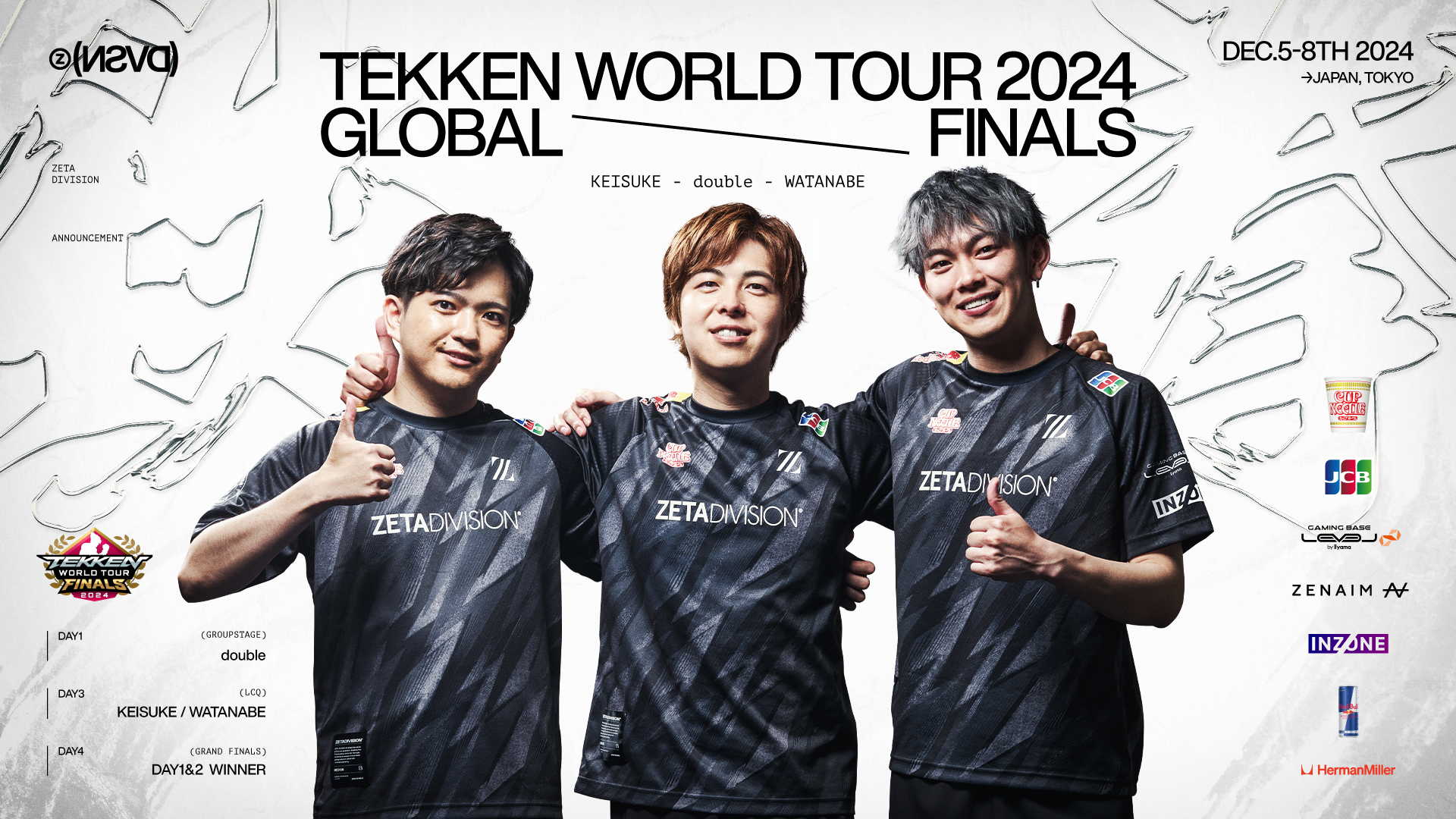 TEKKEN部門 – double, KEISUKE, WATANABEが『TEKKEN World Tour 2024 Global Finals』に出場