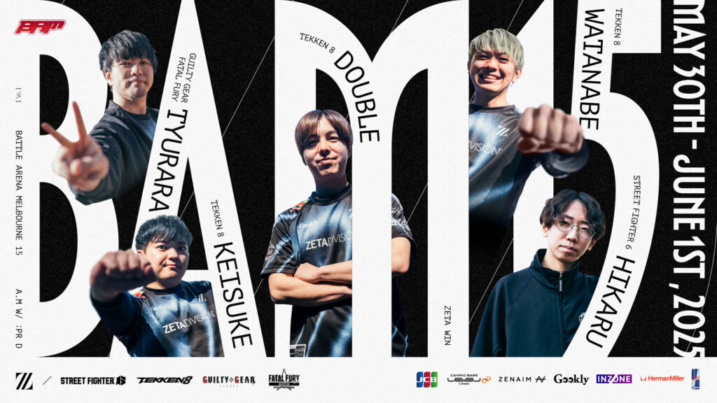 GUILTY GEAR, STREET FIGHTER, TEKKEN部門 – 『BAM 15: Battle Arena Melbourne 15』に出場