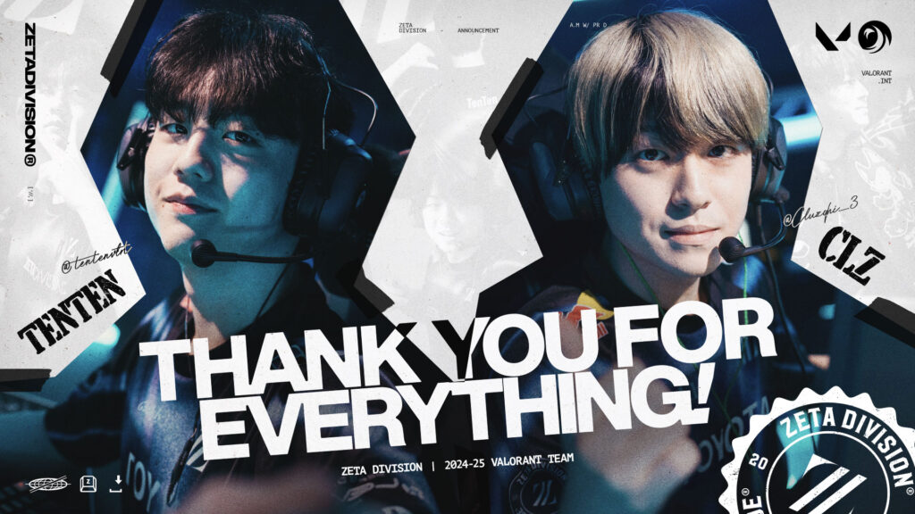 VALORANT部門 – CLZ, TenTen退団のお知らせ