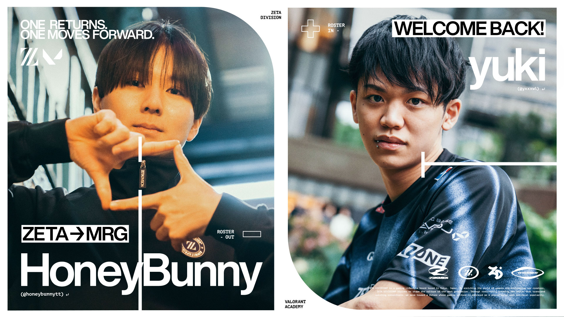 VALORANT ACADEMY部門 – HoneyBunny移籍、及びyuki加入のお知らせ