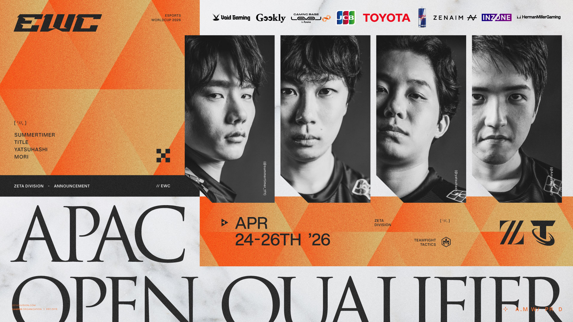 TEAMFIGHT TACTICS部門 – title, summetimer, yatsuhashi, moriが『EWC26 Teamfight Tactics Online Qualifier – APAC』に出場