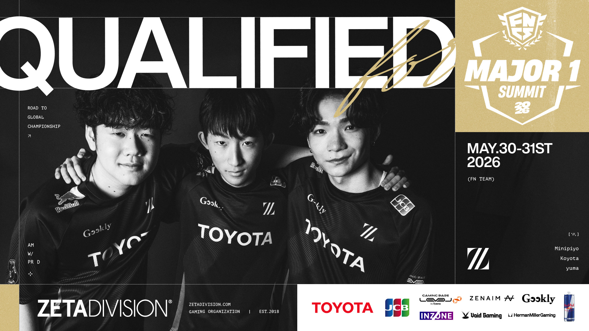 FORTNITE部門 – 『Fortnite Championship Series 2026 Major 1: Asia』yuma, Koyota 優勝, Minipiyo 3位、『Fortnite Champion Series 2026 Major 1 Summit』の出場権を獲得