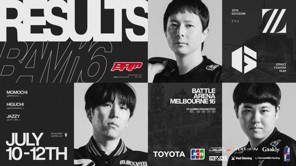 STREET FIGHTER部門 – 『BAM 16: Battle Arena Melbourne 16』 ももち, ひぐち, じゃじい 結果報告