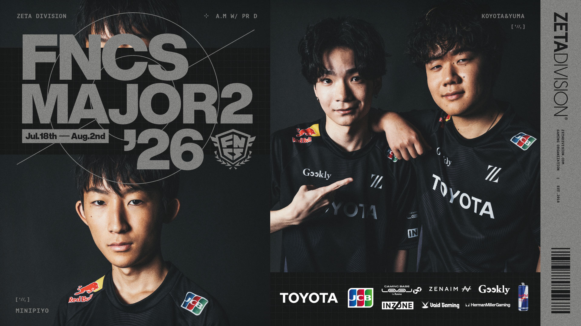 FORTNITE部門 – Minipiyo, yuma, Koyotaが『Fortnite Championship Series 2026 Major 2: Asia』に出場