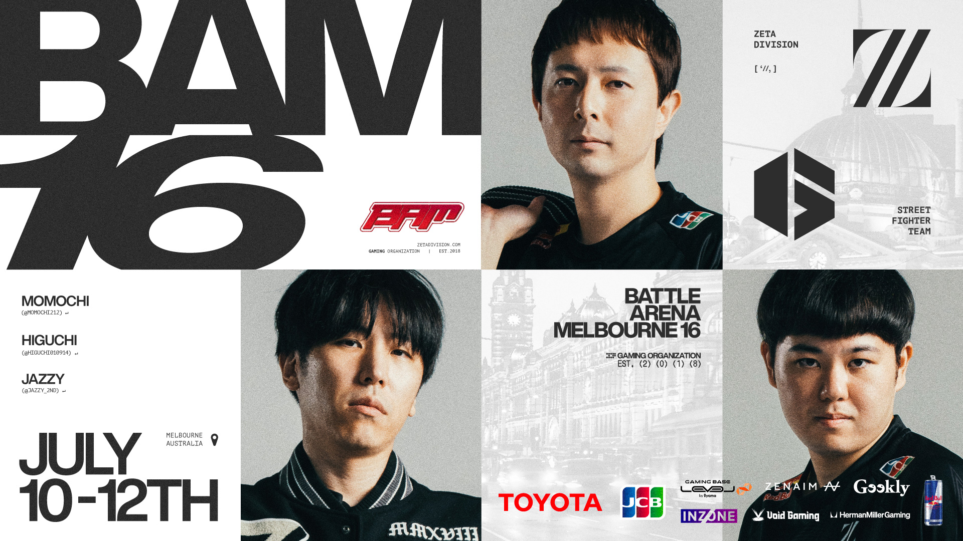 STREET FIGHTER部門 – ももち, ひぐち, じゃじいが『BAM 16: Battle Arena Melbourne 16』に出場